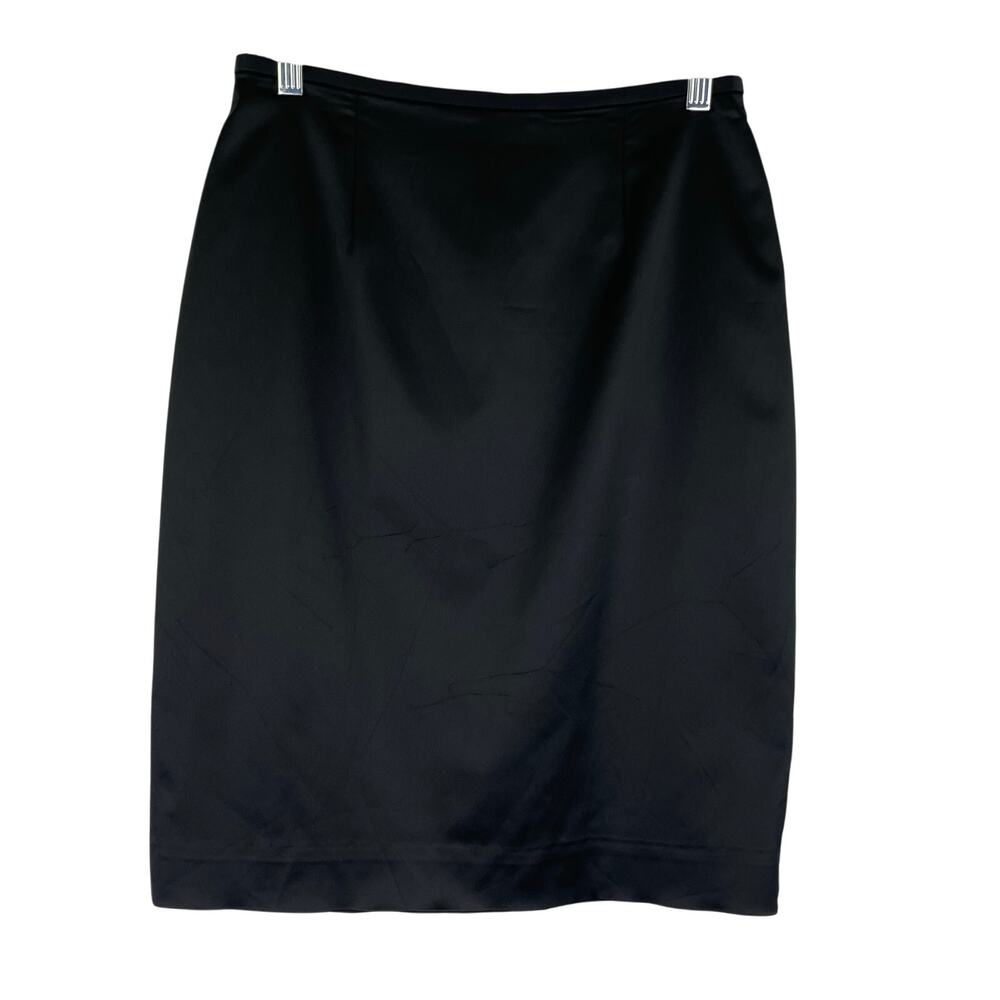 Adrianna Papell Evening Essentials Black Satin Pencil Skirt Size 8P